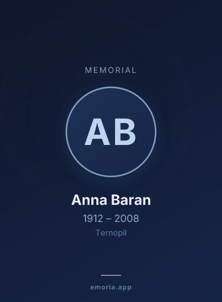 Memorial portrait of Anna Baran
