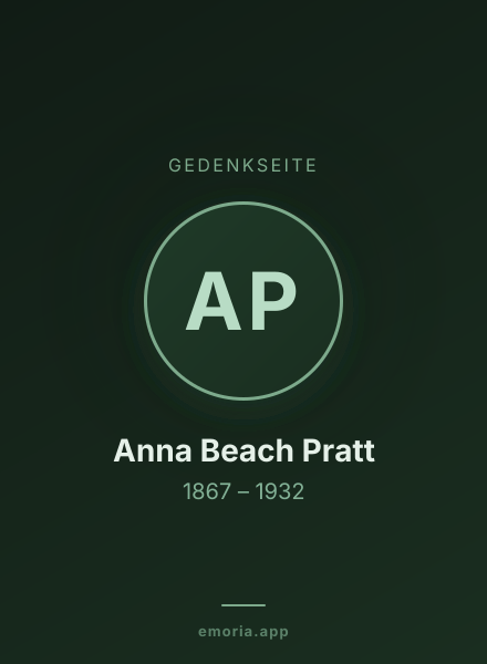 Gedenkportrait von Anna Beach Pratt