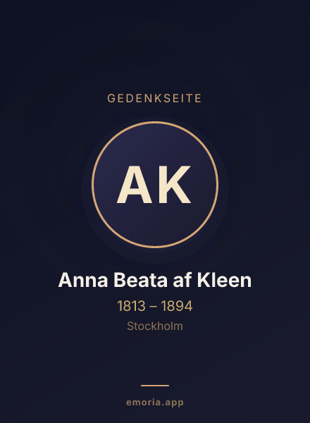Gedenkportrait von Anna Beata af Kleen