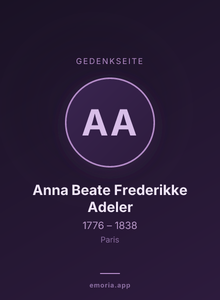 Gedenkportrait von Anna Beate Frederikke Adeler