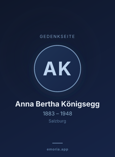 Gedenkportrait von Anna Bertha Königsegg