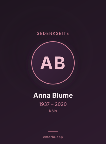 Gedenkportrait von Anna Blume
