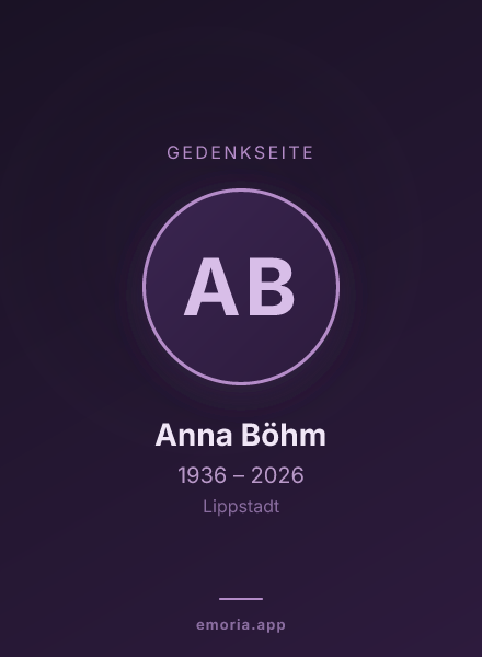 Gedenkportrait von Anna Böhm