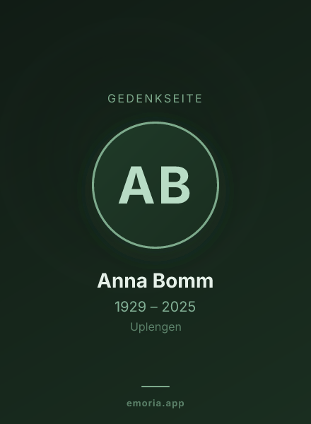 Gedenkportrait von Anna Bomm