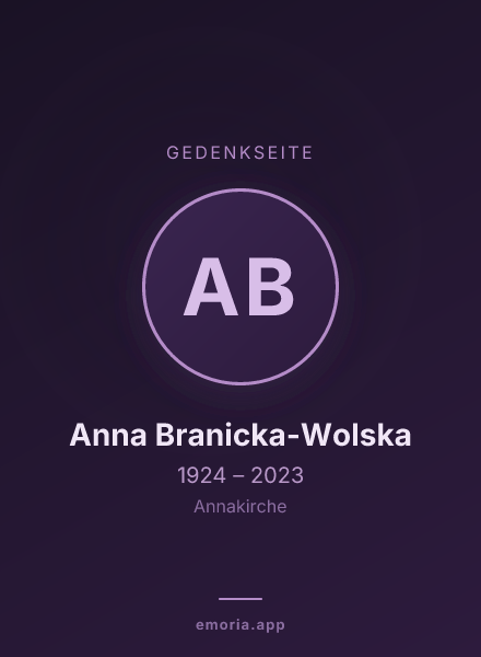 Gedenkportrait von Anna Branicka-Wolska