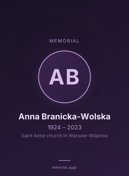 Memorial portrait of Anna Branicka-Wolska