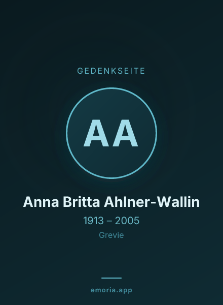 Gedenkportrait von Anna Britta Ahlner-Wallin