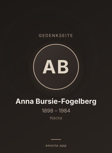 Gedenkportrait von Anna Bursie-Fogelberg