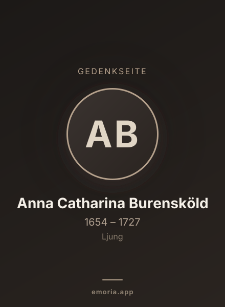 Gedenkportrait von Anna Catharina Burensköld