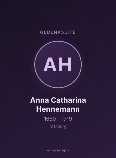 Gedenkportrait von Anna Catharina Hennemann