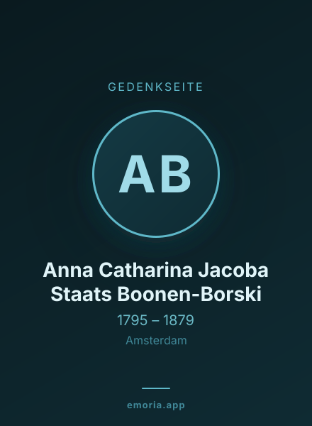 Gedenkportrait von Anna Catharina Jacoba Staats Boonen-Borski