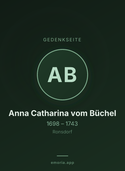 Gedenkportrait von Anna Catharina vom Büchel