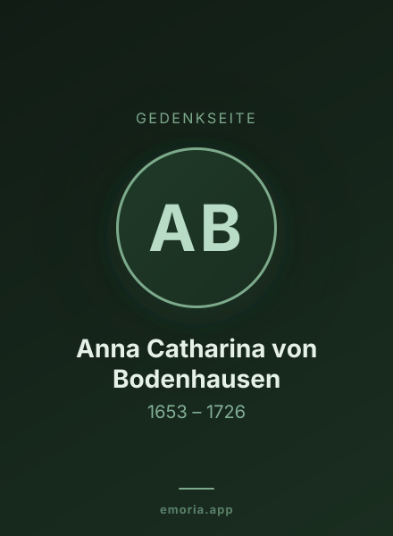 Gedenkportrait von Anna Catharina von Bodenhausen