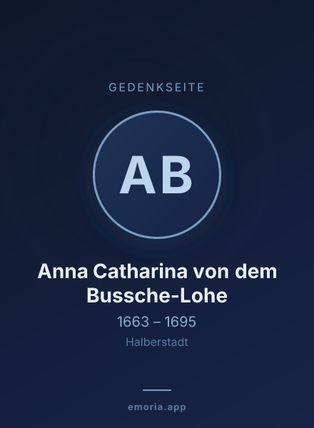 Gedenkportrait von Anna Catharina von dem Bussche-Lohe