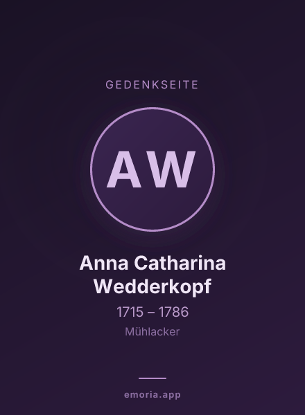 Gedenkportrait von Anna Catharina Wedderkopf