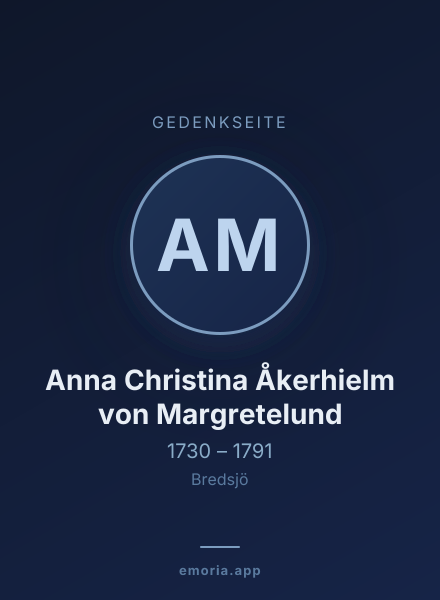 Gedenkportrait von Anna Christina Åkerhielm von Margretelund