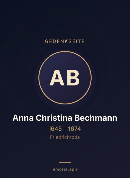 Gedenkportrait von Anna Christina Bechmann