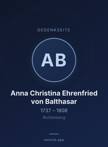 Gedenkportrait von Anna Christina Ehrenfried von Balthasar