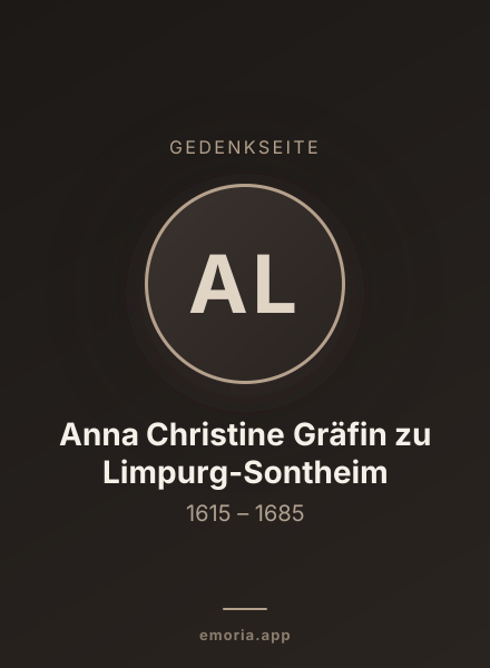 Gedenkportrait von Anna Christine Gräfin zu Limpurg-Sontheim