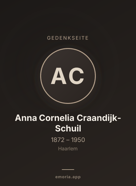 Gedenkportrait von Anna Cornelia Craandijk-Schuil