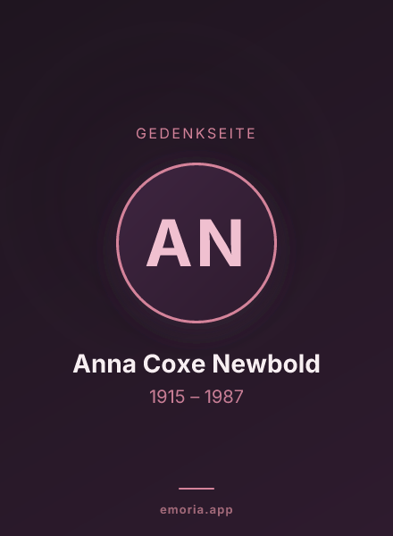 Gedenkportrait von Anna Coxe Newbold