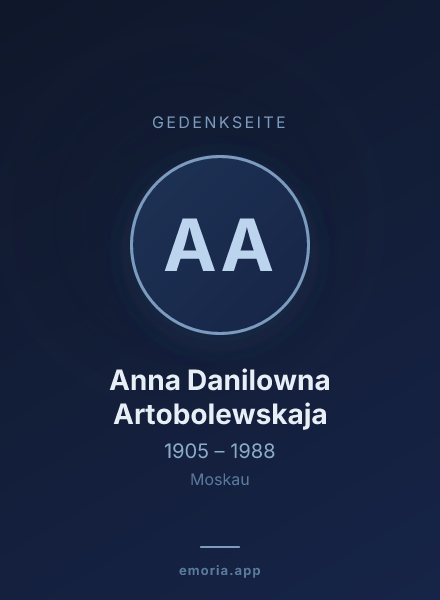 Gedenkportrait von Anna Danilowna Artobolewskaja