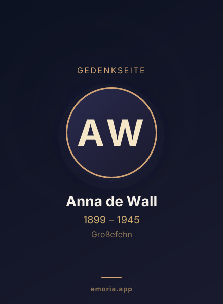 Gedenkportrait von Anna de Wall