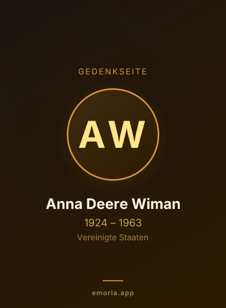 Gedenkportrait von Anna Deere Wiman