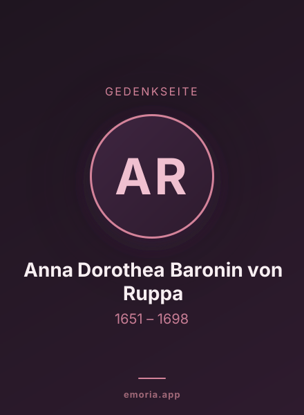 Gedenkportrait von Anna Dorothea Baronin von Ruppa