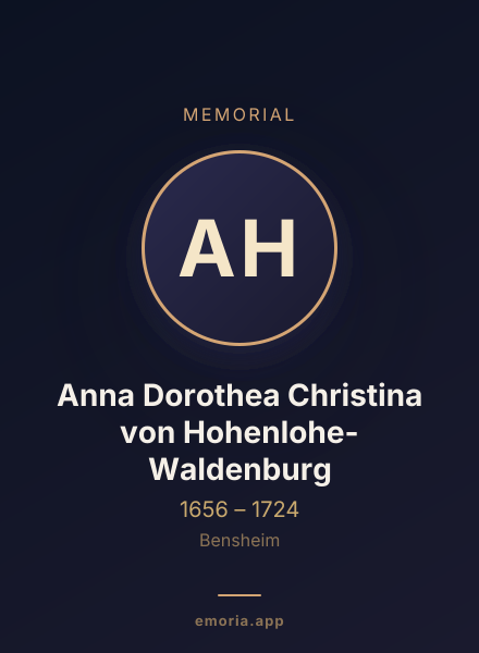 Memorial portrait of Anna Dorothea Christina von Hohenlohe-Waldenburg