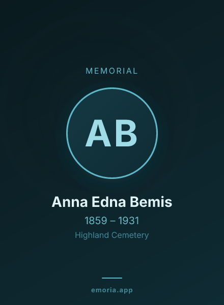 Memorial portrait of Anna Edna Bemis