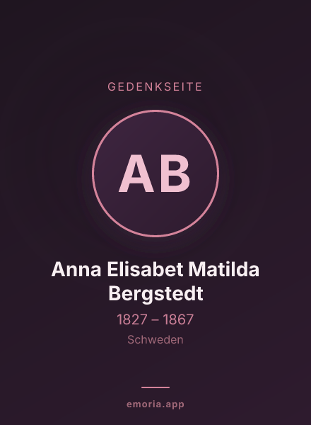 Gedenkportrait von Anna Elisabet Matilda Bergstedt