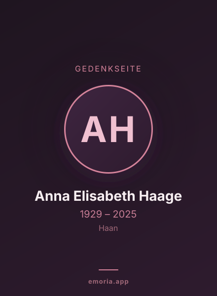 Gedenkportrait von Anna Elisabeth Haage