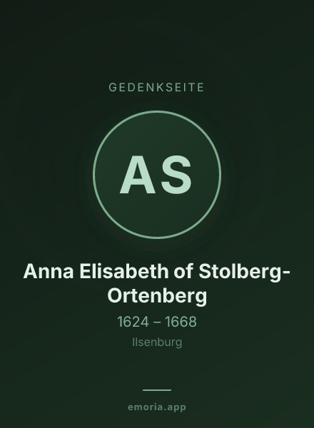 Gedenkportrait von Anna Elisabeth of Stolberg-Ortenberg