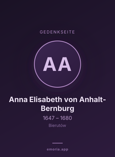 Gedenkportrait von Anna Elisabeth von Anhalt-Bernburg