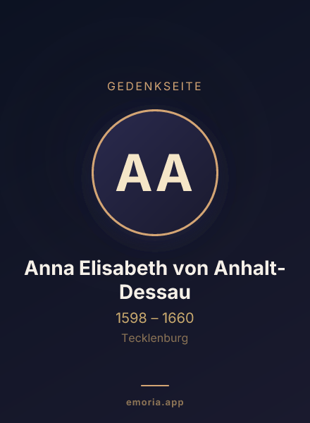 Gedenkportrait von Anna Elisabeth von Anhalt-Dessau