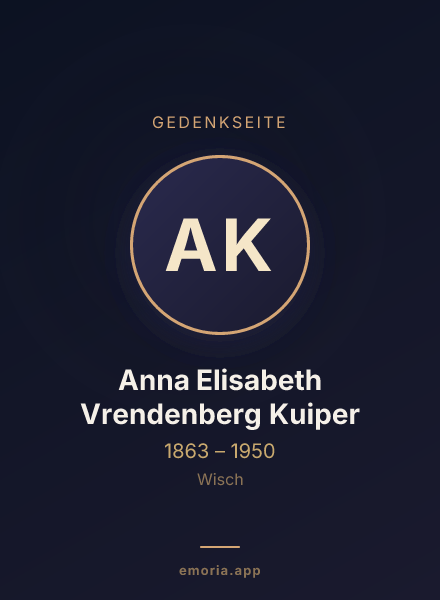 Gedenkportrait von Anna Elisabeth Vrendenberg Kuiper