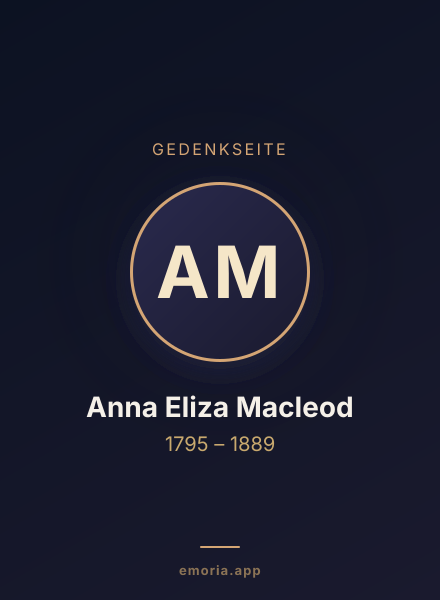 Gedenkportrait von Anna Eliza Macleod