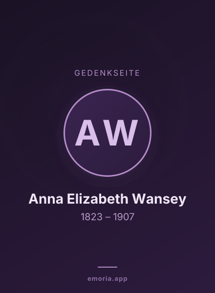 Gedenkportrait von Anna Elizabeth Wansey