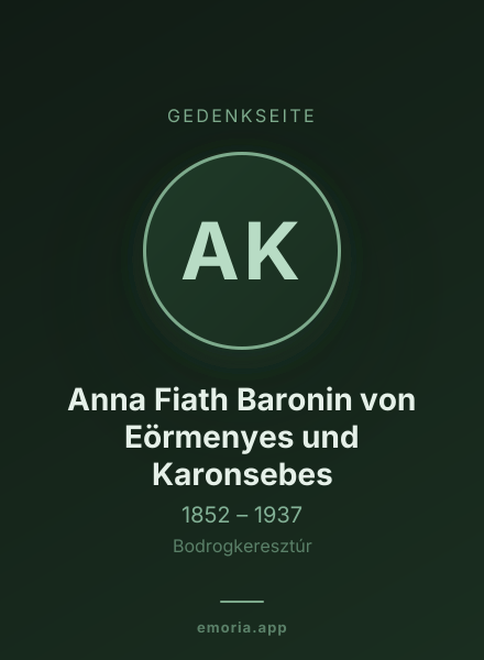 Gedenkportrait von Anna Fiath Baronin von Eörmenyes und Karonsebes