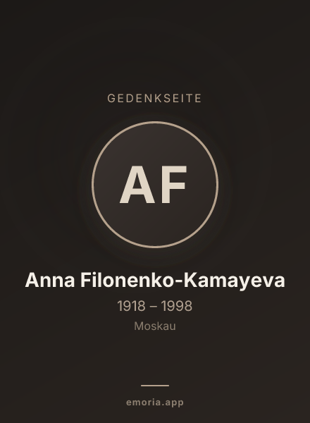 Gedenkportrait von Anna Filonenko-Kamayeva