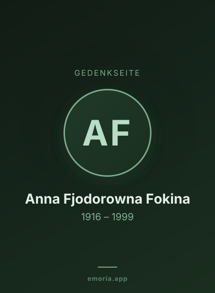 Gedenkportrait von Anna Fjodorowna Fokina