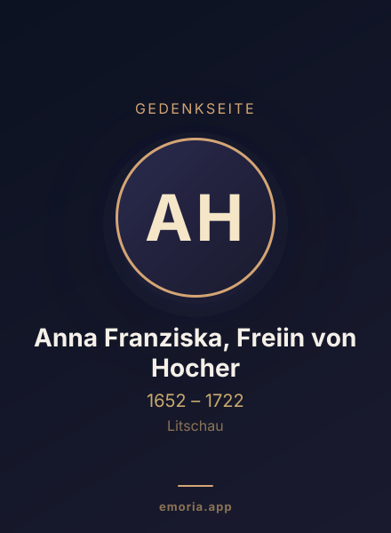Gedenkportrait von Anna Franziska, Freiin von Hocher