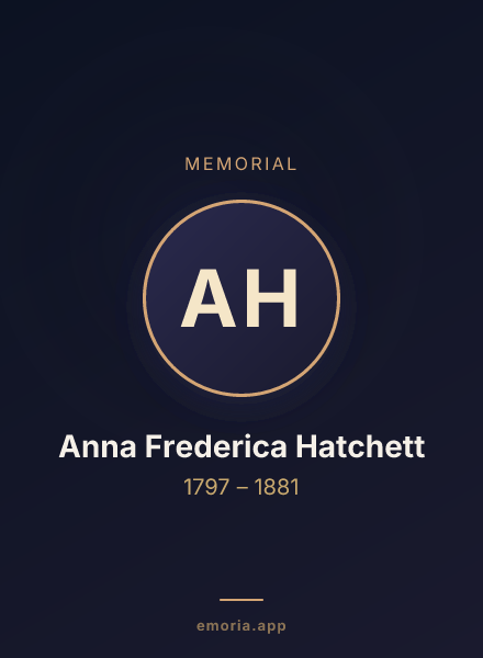 Memorial portrait of Anna Frederica Hatchett