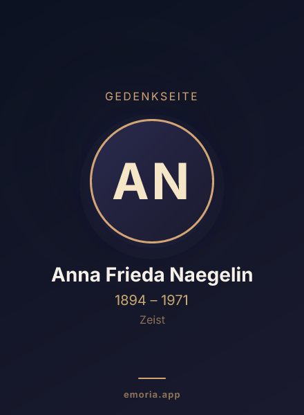 Gedenkportrait von Anna Frieda Naegelin