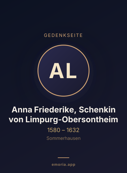 Gedenkportrait von Anna Friederike, Schenkin von Limpurg-Obersontheim