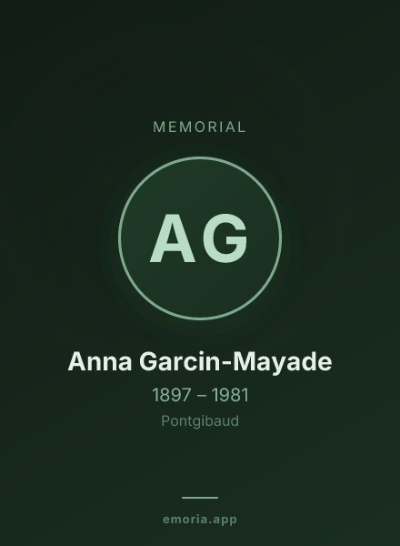 Memorial portrait of Anna Garcin-Mayade