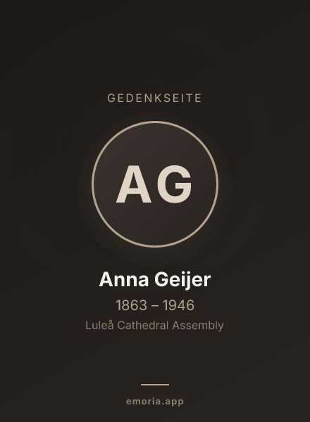Gedenkportrait von Anna Geijer