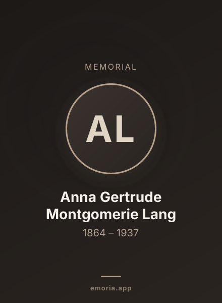 Memorial portrait of Anna Gertrude Montgomerie Lang