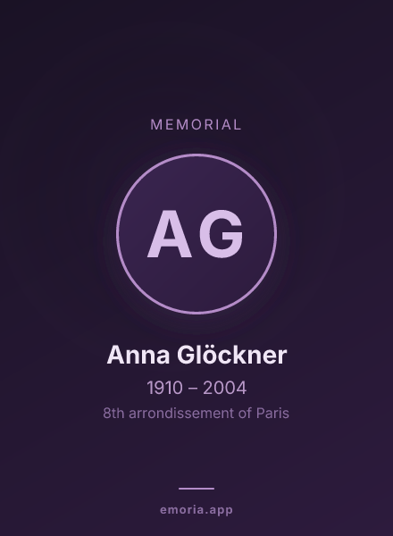 Memorial portrait of Anna Glöckner